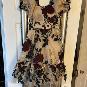 Ivy City Co Burgundy and Cream Floral Kids Dress - Matching Women's dress size 2